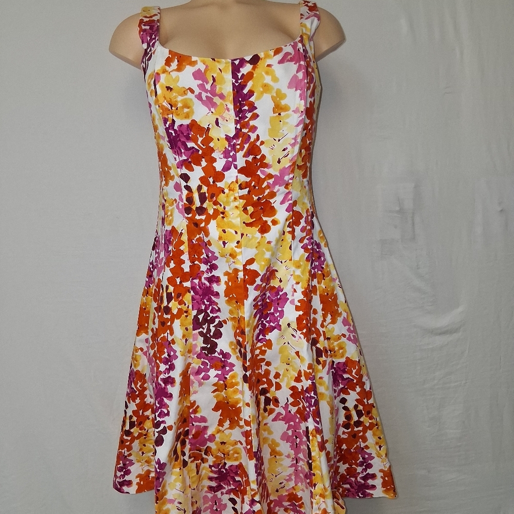 Jones Wear Multicolor Floral Midi Dress Sz 8 - Picture 15 of 17
